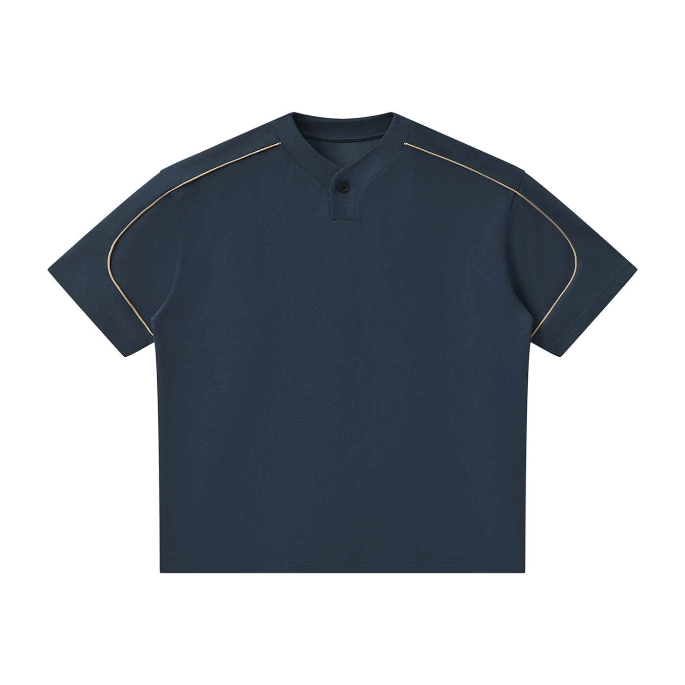 Unisex Oversized Piping Henley T-Shirt