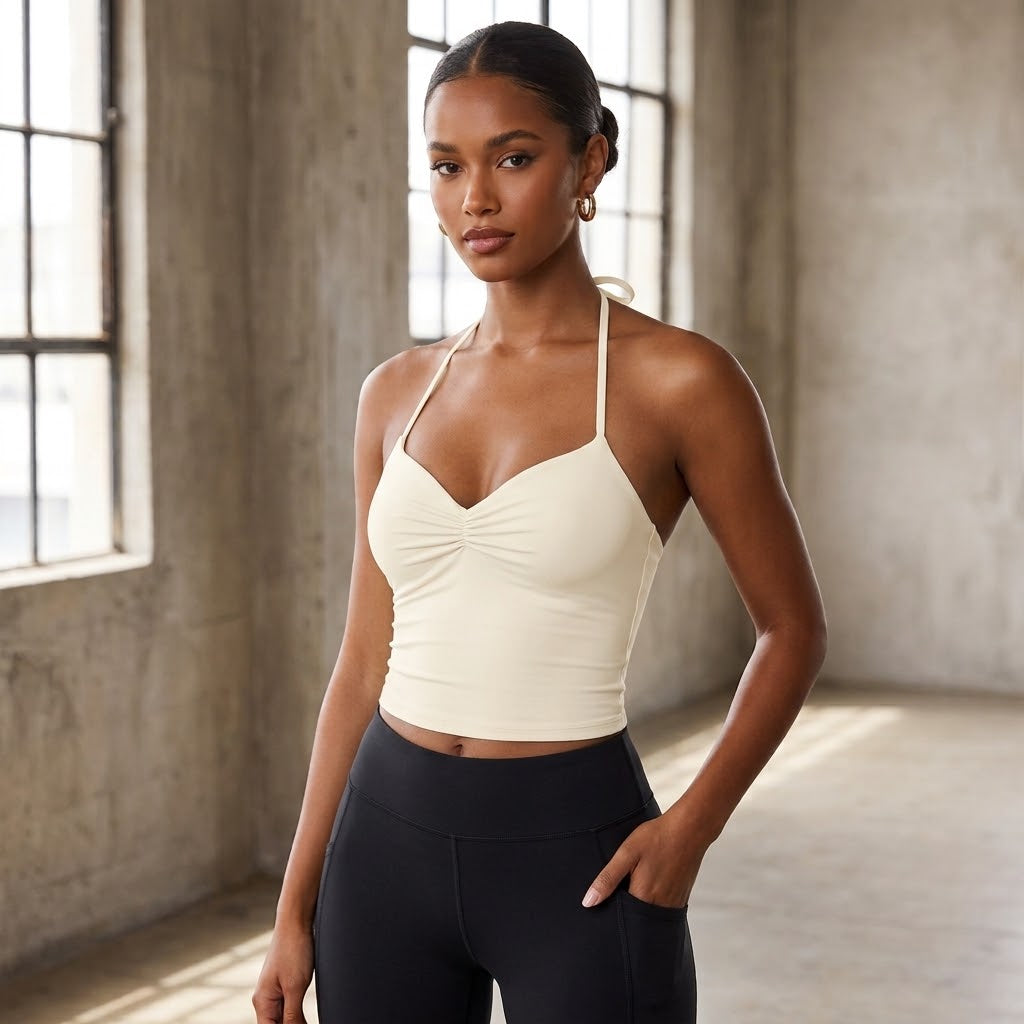 Women's Ruched Halter Yoga Tank Top