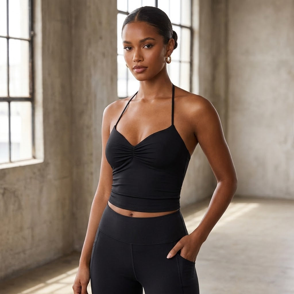 Women's Ruched Halter Yoga Tank Top