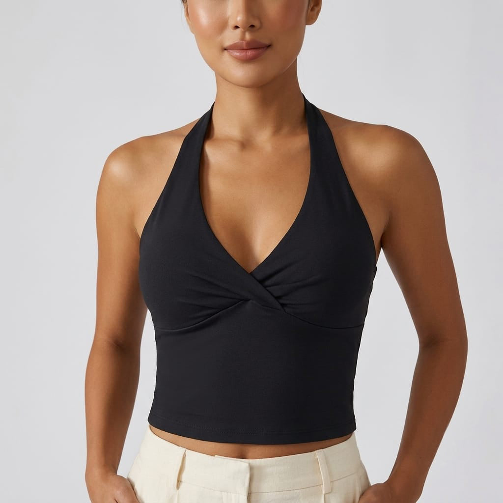 Women’s Ruched Halter Yoga Tank Top