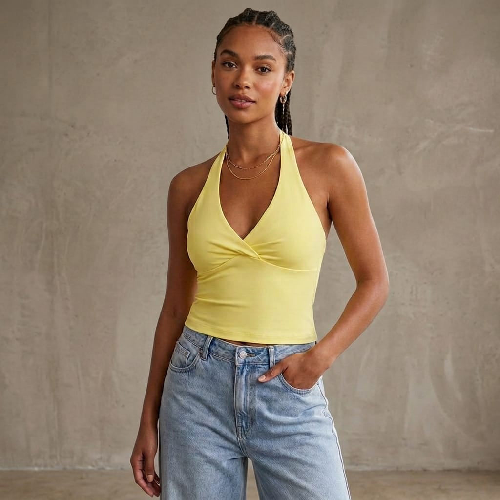 Women’s Ruched Halter Yoga Tank Top